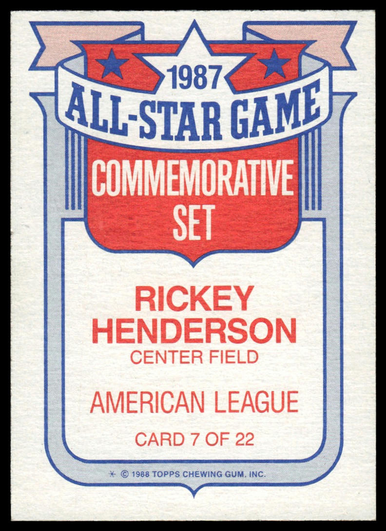 1988 Topps #7a Rickey Henderson Glossy All-Stars