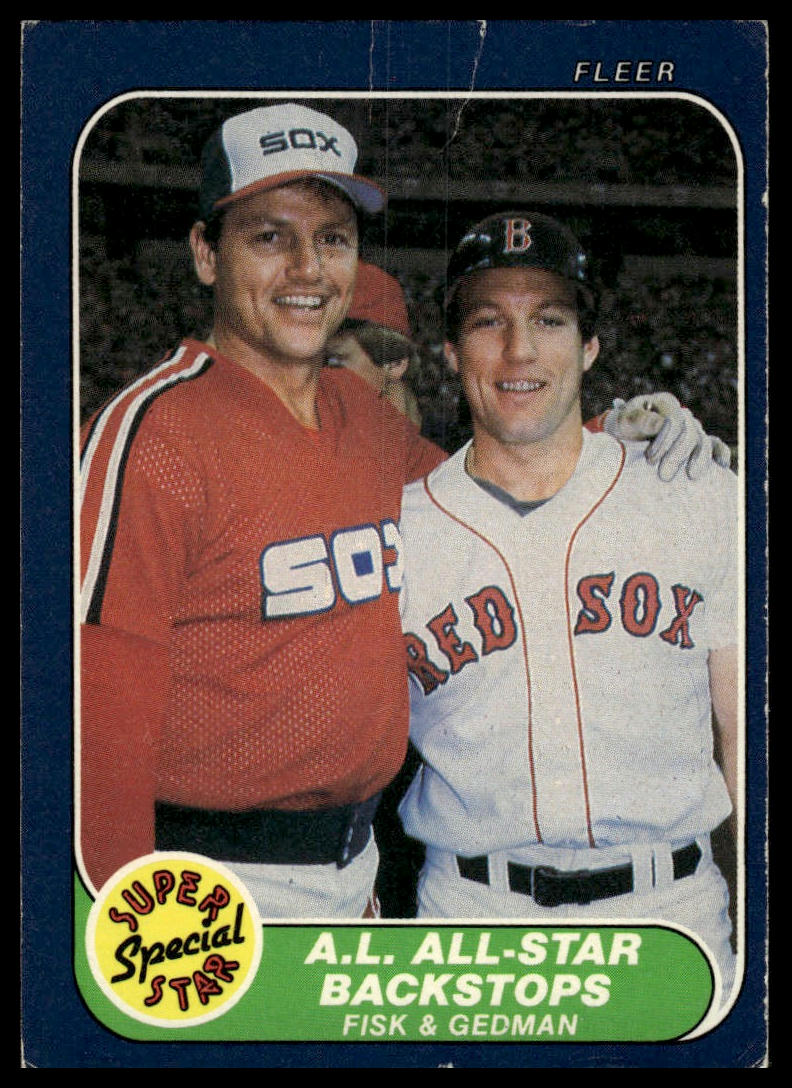 1986 Fleer #643 A.L. All-Star Backstops (Carlton Fisk / Rich Gedman)