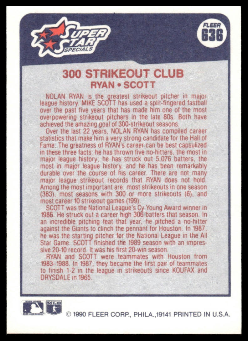 1990 Fleer #636a Nolan Ryan / Mike Scott