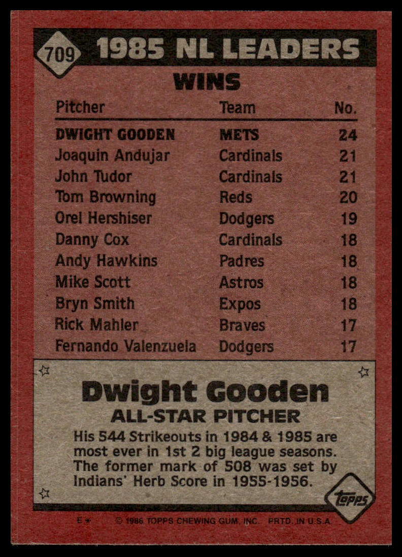 1986 Topps #709 Dwight Gooden