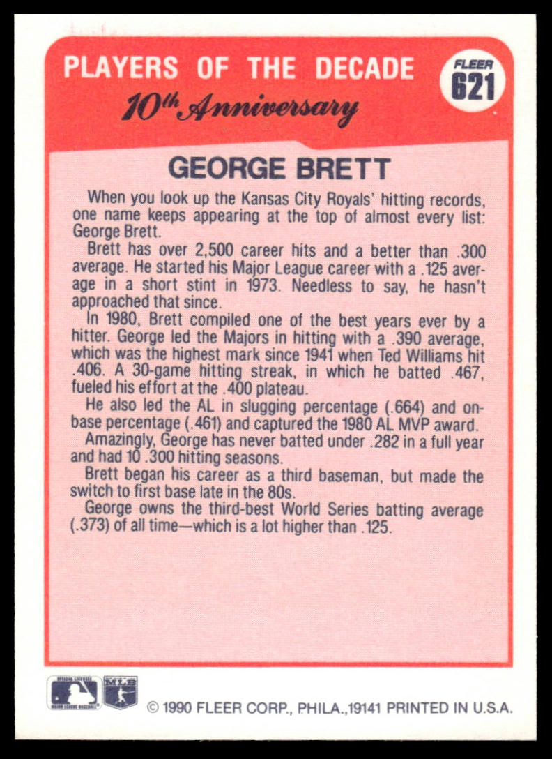 1990 Fleer #621b George Brett