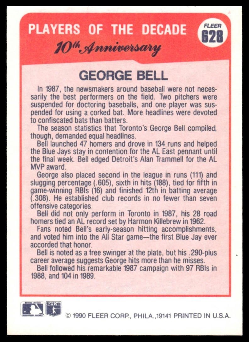 1990 Fleer Canadian #628 George Bell